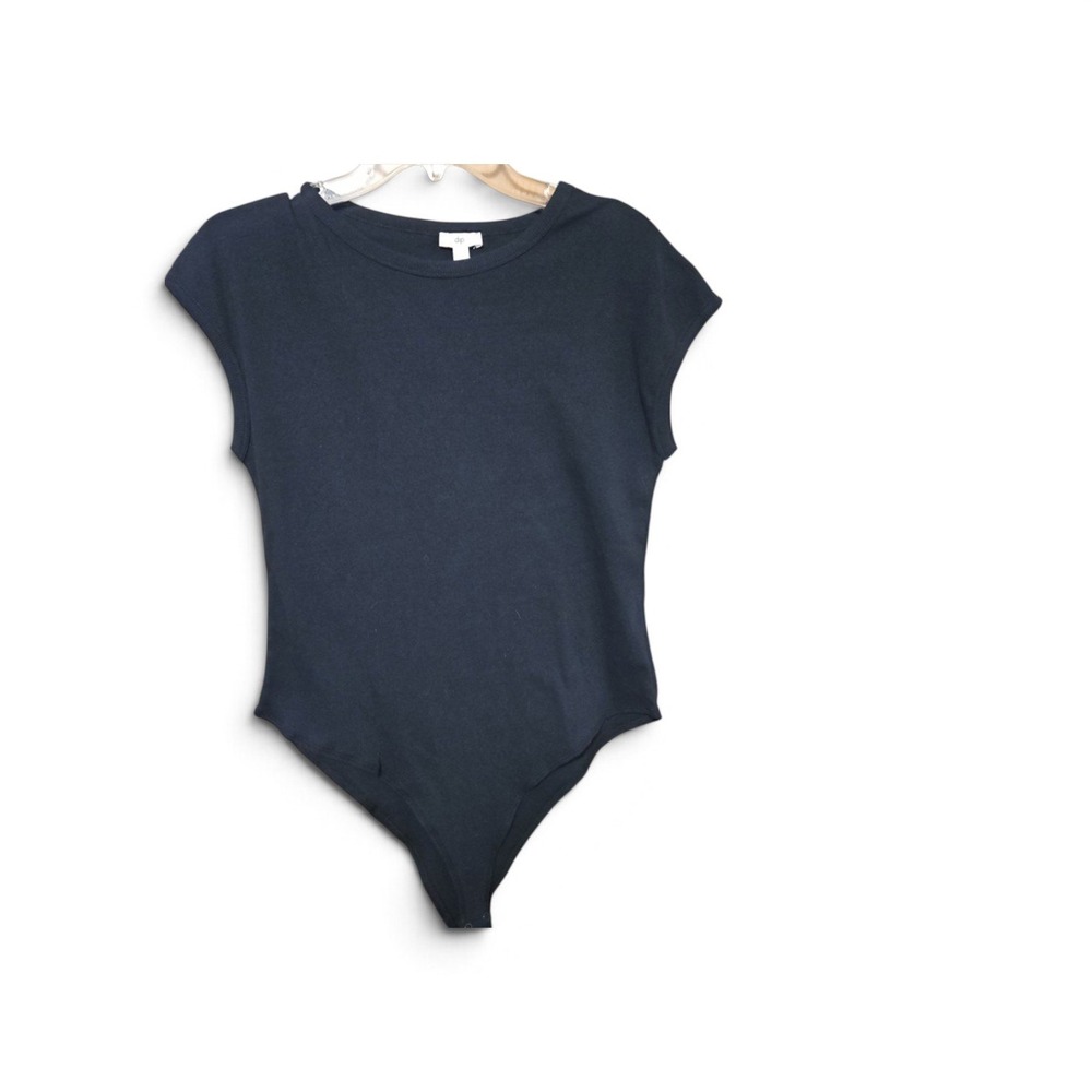 DIP Cap Sleeve Crewneck Bodysuit Navy Blue Small Stretch Knit XL 0602
